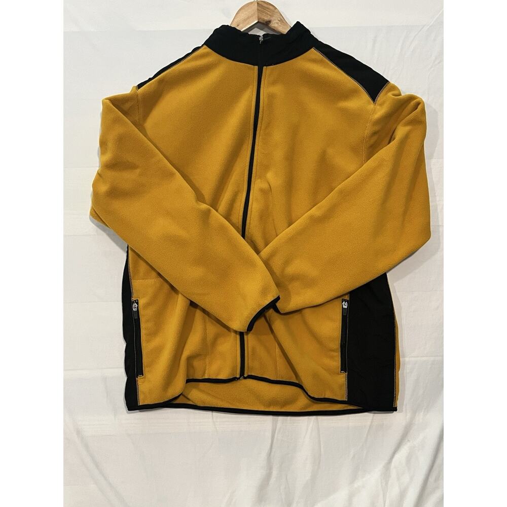 Old Navy Mens XXL Fleece Jacket Full Zip Yellow Black Colorblock Outdoor
